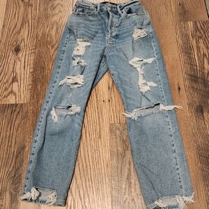 Distressed Blue Jeans